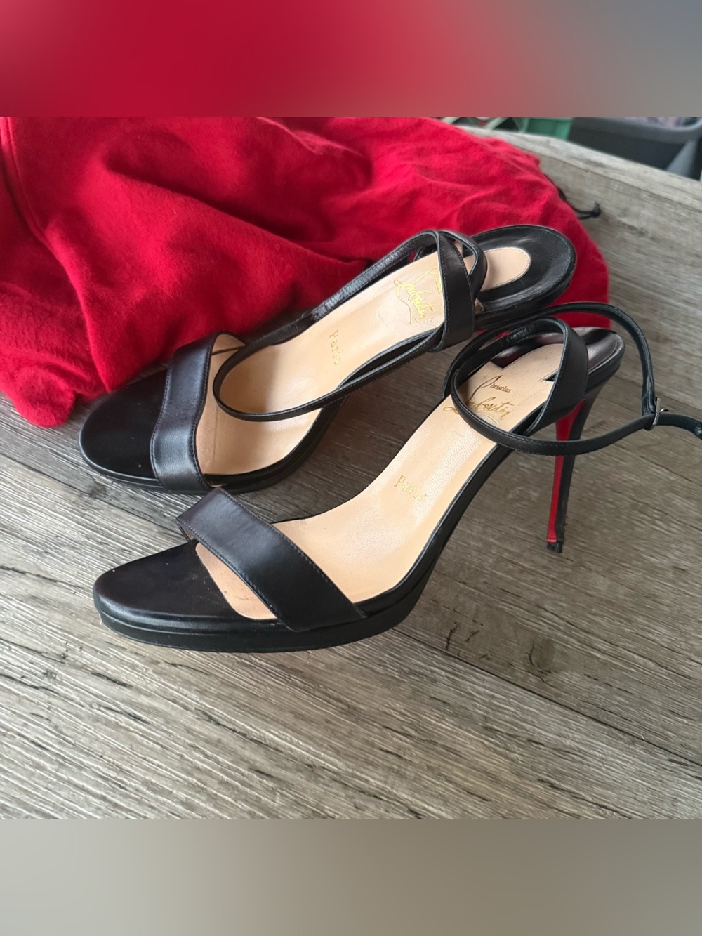 Christian Louboutin Loubi Queen Ankle Strap Sandal Size 38